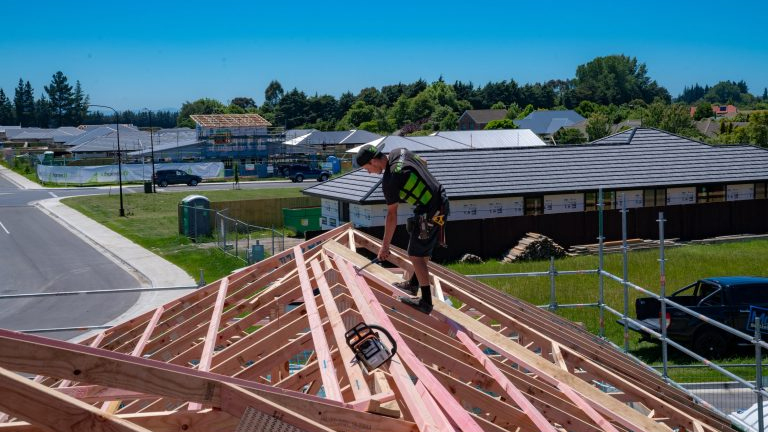 VIP Frames & Trusses timber frames being erected onsite by VIP Frames & Trusses workers